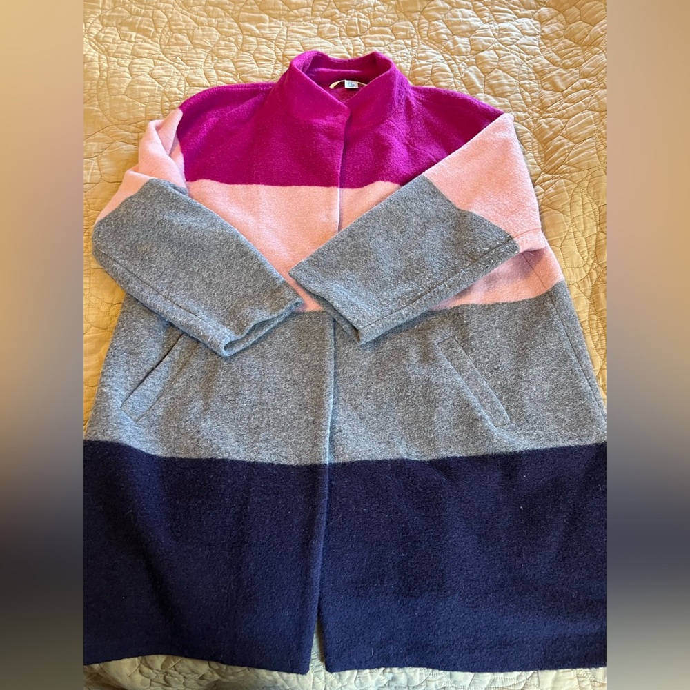 Max Studio 2X colorblock wool blend coat